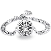 DOTBJ 925 Sterling Silver Patron Saint Medal Bracelet with Stainless Steel Double Chain 7"+2"