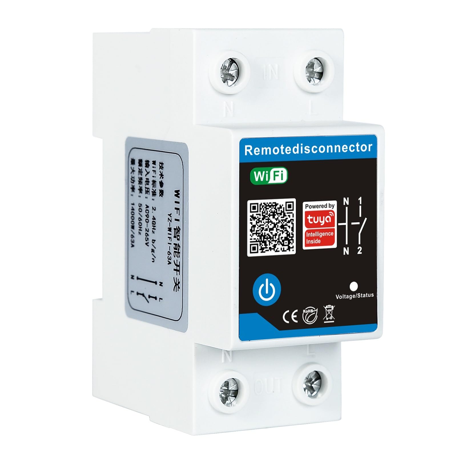 DEWIN Tuya WiFi Smart Switch, Timer DIN Rail Smart Switch Circuit breaker AC230V 63A Mobile Phone APP Wireless Remote Control Smart Timing Switch