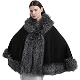 Old DIrd Women Luxury Faux Fur Shawl Winter Warm Wraps Wedding Bridal Cover Up Cloak Faux Fur Evening Cape Coat