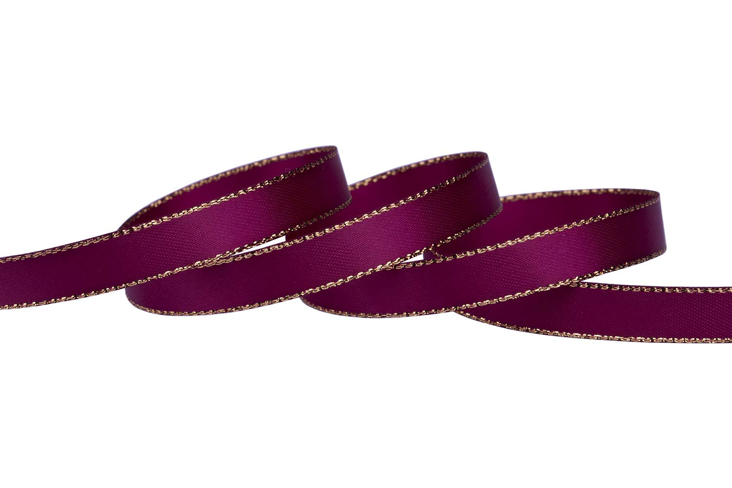Ribbonitlux 9mm Width Double Face Satin Ribbon with Gold Edge 22 Meters (275-Wine), Set for Gift Wrapping, Party Decor, Wedding and Craft