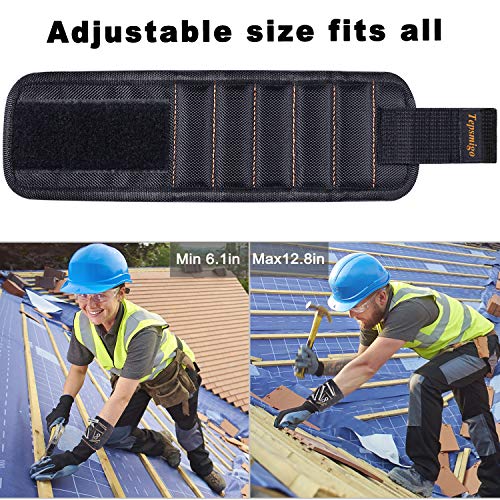 TEPSMIGO Magnetic Tool Wristband, with 20 Strong Magnets for Holding Screws, Nails, Drill, Bits, Birthday Gift for Men, Women, DIY Handyman, Carpenters, Father/Dad, Husband, Boyfriend - Thumbnail 4