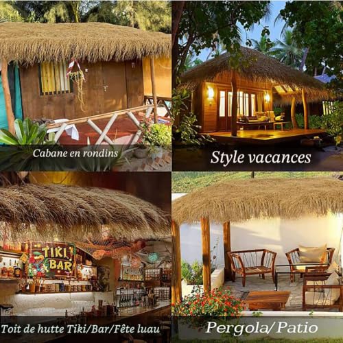 HAZEK Artificial Thatch Roll Tiki Bar Synthetic Thatched Roof Beach Hawaiian Party, Garden Fence Decoration and Bar Decoration (Size:1.6 x 65 ft (0.5 x 20 m))