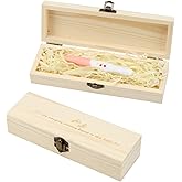KCGANI Pregnancy Test Keepsake Box, Surprise Wooden Pregnancy Announcement Presents Box for Dad Grandparents Husband, Wood Reveal Souvenir Collection Box with Raffia Ribbon for Aunt Uncle Boyfriend