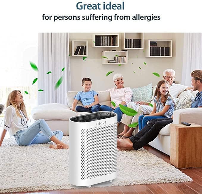 AZEUS True HEPA Air Purifier for Home, Up to 2160 sq ft Large Room, UV light | Ionic Generator | Office or Commercial Filter 99.97% Pollen Smoke Dust Pet Dander Auto Mode Sensor