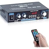 AK35 Bluetooth 5.0 Stereo Amplifier, 2.0 Channel Mini Audio Receiver, 30Wx2 Home HiFi Audio Amp with Bass/Treble Control for Home Theater, TV, Speakers, Car