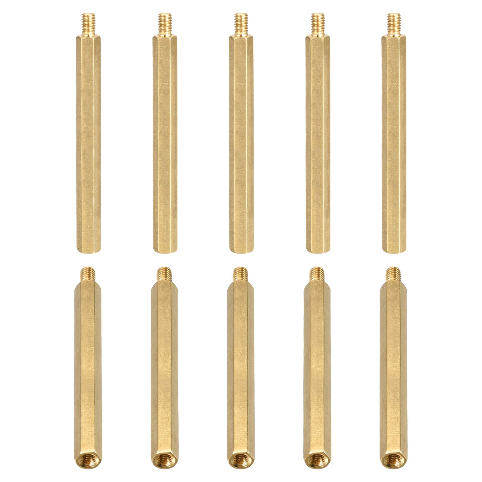 DTGN M4x60x6mm(DxHLxML) - Brass Hex Standoff -10Pack- Good for Electronic Machine - Male to Female Spacer Screw Nuts