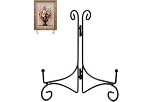 SVENJBB Black Iron Plate Stand, 12 Inch Plate Holder for Display, Small Metal Plate Display Stands for Cookbook, Picture Frame, Photo, Decorative Plates (12 Inch, 2 Pack)