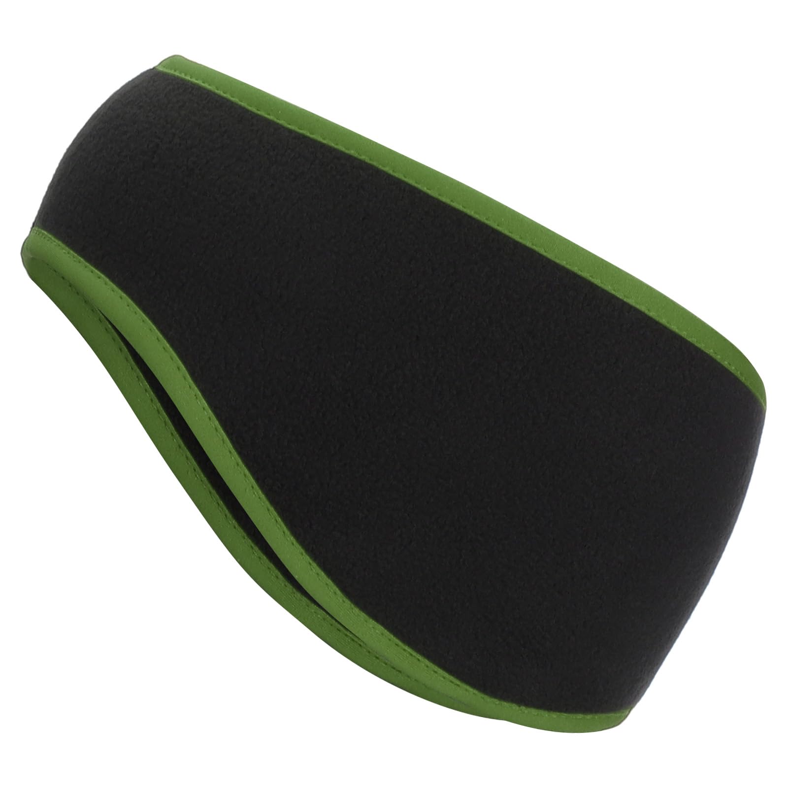 PATIKIL Ear Warmer Headband, Polar Fleece Ear Warmer Winter Stretchy Running Sweatband Outdoor Essential for Running Jogging Walking Skiing, Black with Dark Green