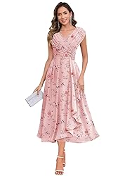 BOLENSYE Cap Sleeve Floral Rose Mother of The Bride