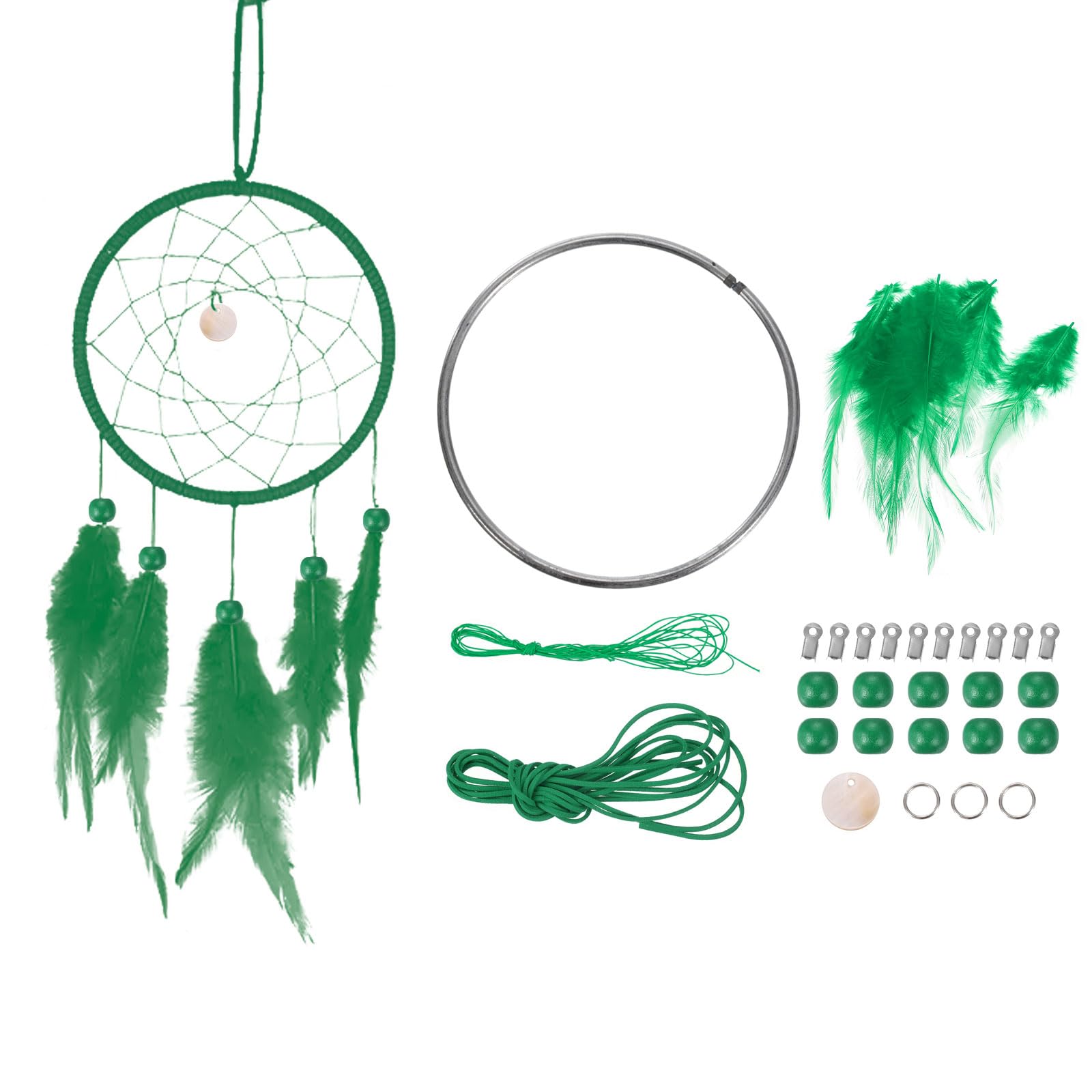 PATIKIL DIY Dream Catcher Kit, Making Dream Catcher Supplies Wall Hanging Handmade Dream Catcher Kits for Beginner Style 3, Green — image 1