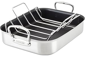 Hestan - Provisions Collection - Classic Clad Nonstick Roasting Pan with Stainless Steel Rack, Induction Cooktop Compatible, 14.5-Inch