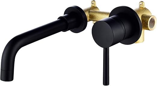 Ciencia en latón negro grifo de pintura, monomando grifo pared cuarto