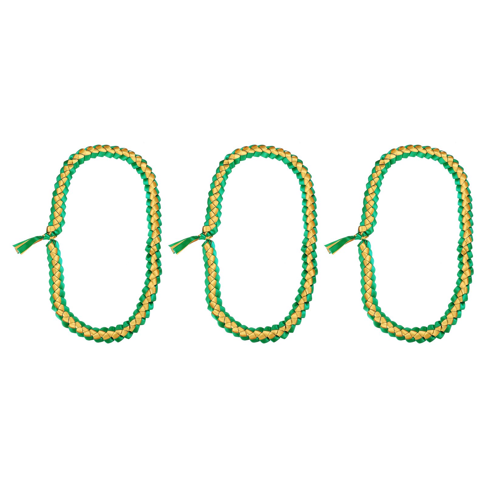 PATIKIL 47inch Graduation Leis, 3Pcs Graduation Ribbon Leis Graduation Money Leis Class Bright Color DIY for National-Honor-Society, Green and Gold