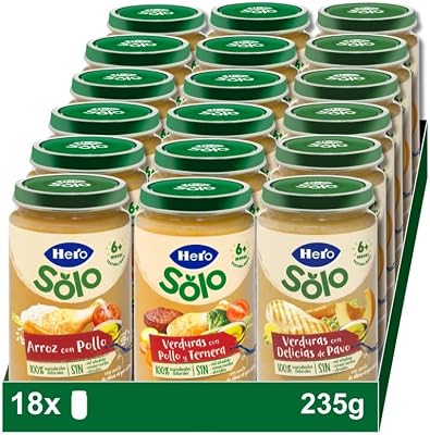 Hero Solo Caja Mixta Tarritos de Carne y Pollo Desde 6 Meses, 18 x 235 g