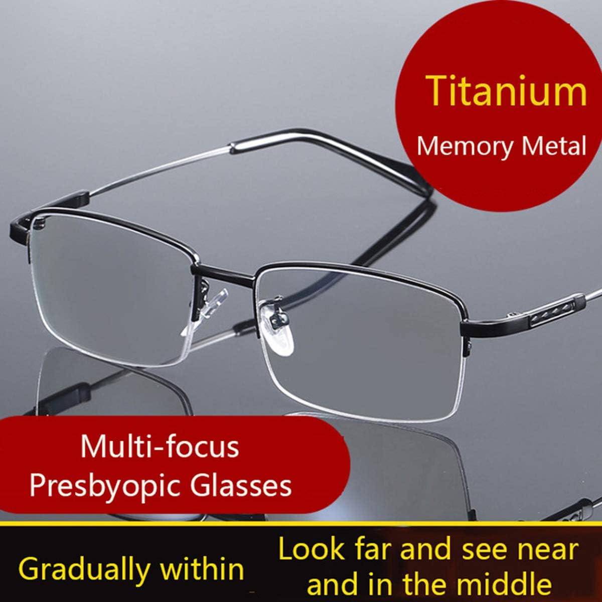 Progressive Multifocus Computer Reading Glasses Blue Light Blocking Titanium Alloy Bendable Multifocal Readers Multi Focus No Line Eyeglasses Eyewear Anti Glare Eye Strain Ultralight for Men and Women - Image 3