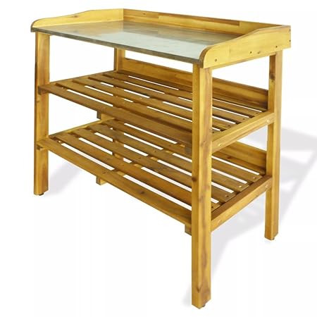Festnight Plant Trough For Plants 2 Shelves In Solid Wood Acacia