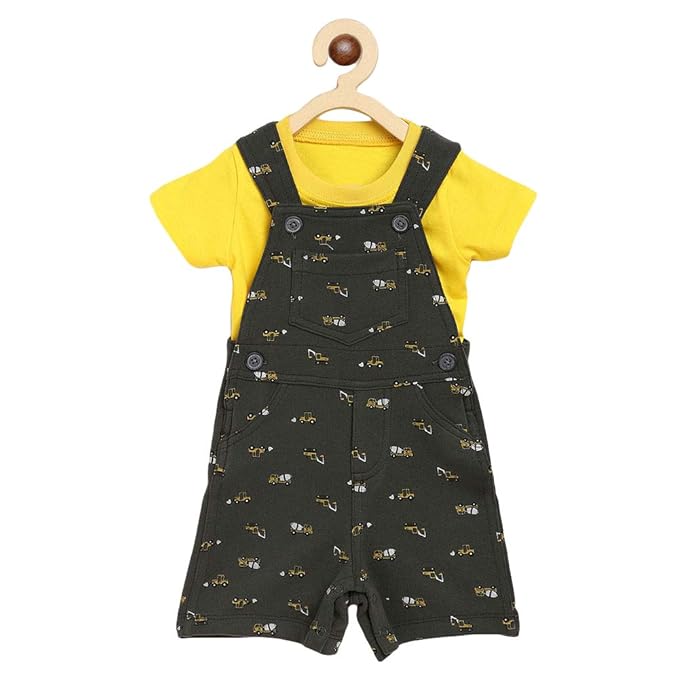 Buy Hopscotch Baby Boys Cotton Floral Casual Dress in Green Color for