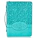 Christian Art Gifts Turquoise Faux Leather Bible Cover for Women | Everlasting Love - Jeremiah 31:3 | Zippered Bible Case Book Cover w/Handle
