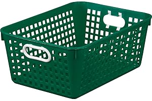 Really Good Stuff Large Plastic Book Baskets, 13?" by 10" by 5?" - Single, Green | Classroom Library Organizer, Toy Storage, Multi-Purpose Organizer Basket