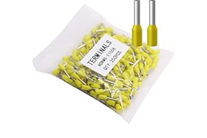 Fidioto 18AWG Wire Ferrules Terminals, 250pcs Yellow AWG18 Terminal Connector Wire Insulated Cord Pin Ends Terminals for Electric, Industrial, Chemical Industry, Power Control System, etc.