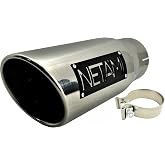 NETAMI 5" Inlet to 6" Outlet Diesel Exhaust Tip Stainless Steel Rolled Edge Chrome Polished Clamp-on