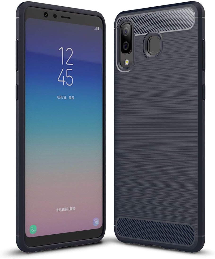 Samsung Galaxy A9 Star case,Samsung Galaxy A8 Star case,Silicone Shockproof Cover Durable Ultra Thin Carbon Fiber Soft Protection case for Samsung Galaxy A9 Star/Samsung Galaxy A8 Star (Blue)