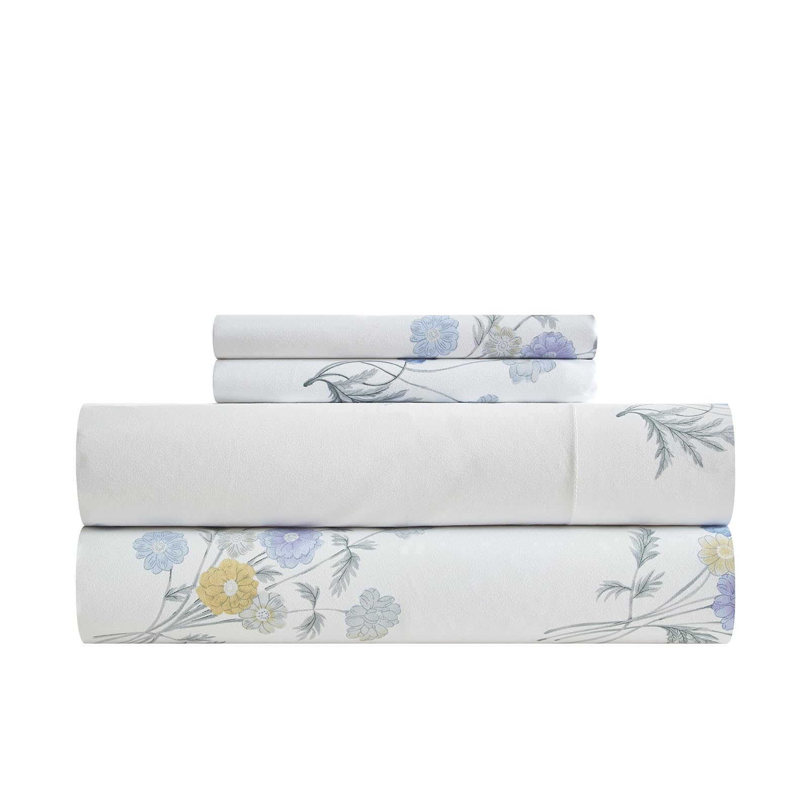 VClife Full Sheets Girls Yellow Purple White Floral