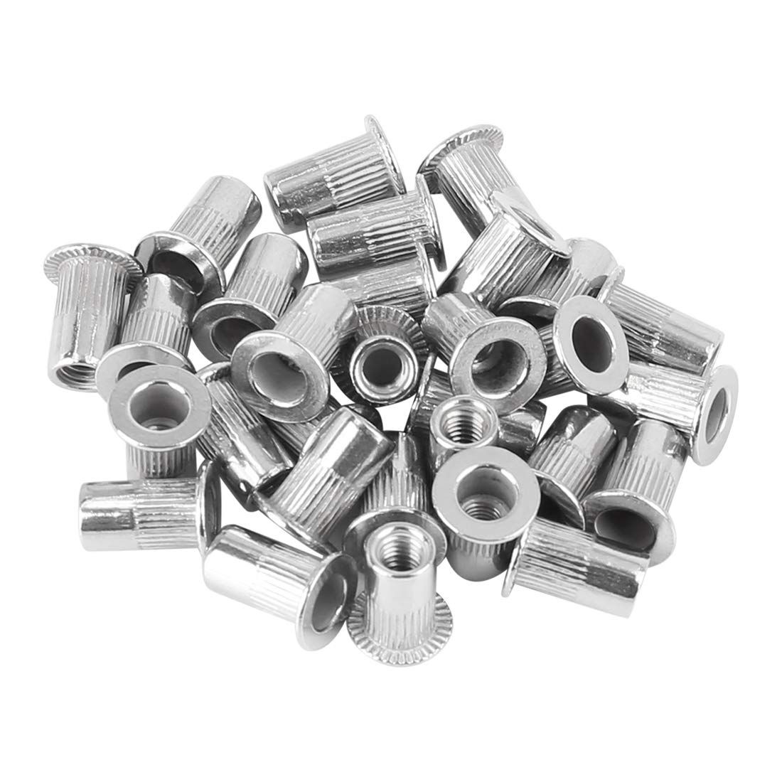 X AUTOHAUX 30pcs M4 Flat Head Rivet Threaded Insert Nut Stainless Steel for Car