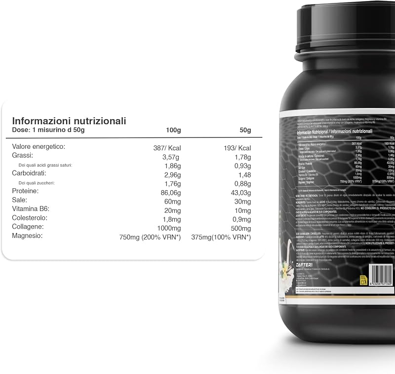 Whey Protein | Proteina Whey pura con Collagene e Magnesio | Migliora i tuoi allenamenti | Protegge e aumenta la massa muscolare | 1000g di proteina (Vaniglia)