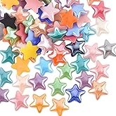 SUNNYCLUE 1 Box 500Pcs Star Cabochon Flatback Charms Stars Assorted Random Mixed Color Glass Shapes Bead Cabochon Scrapbooking Embellishments for DIY Craft Card Making Jewelry Cell Phone Decoration