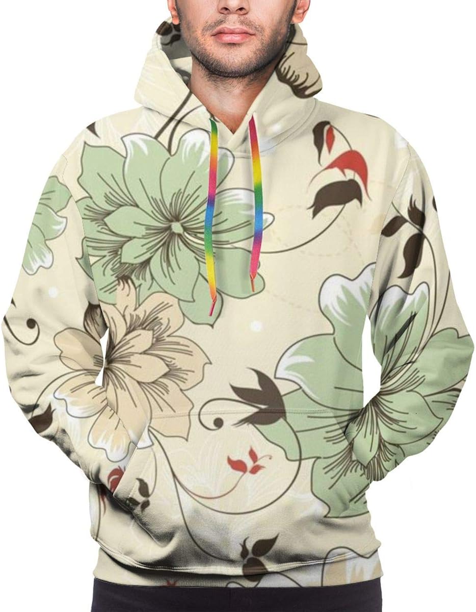 men's flower print hoodie