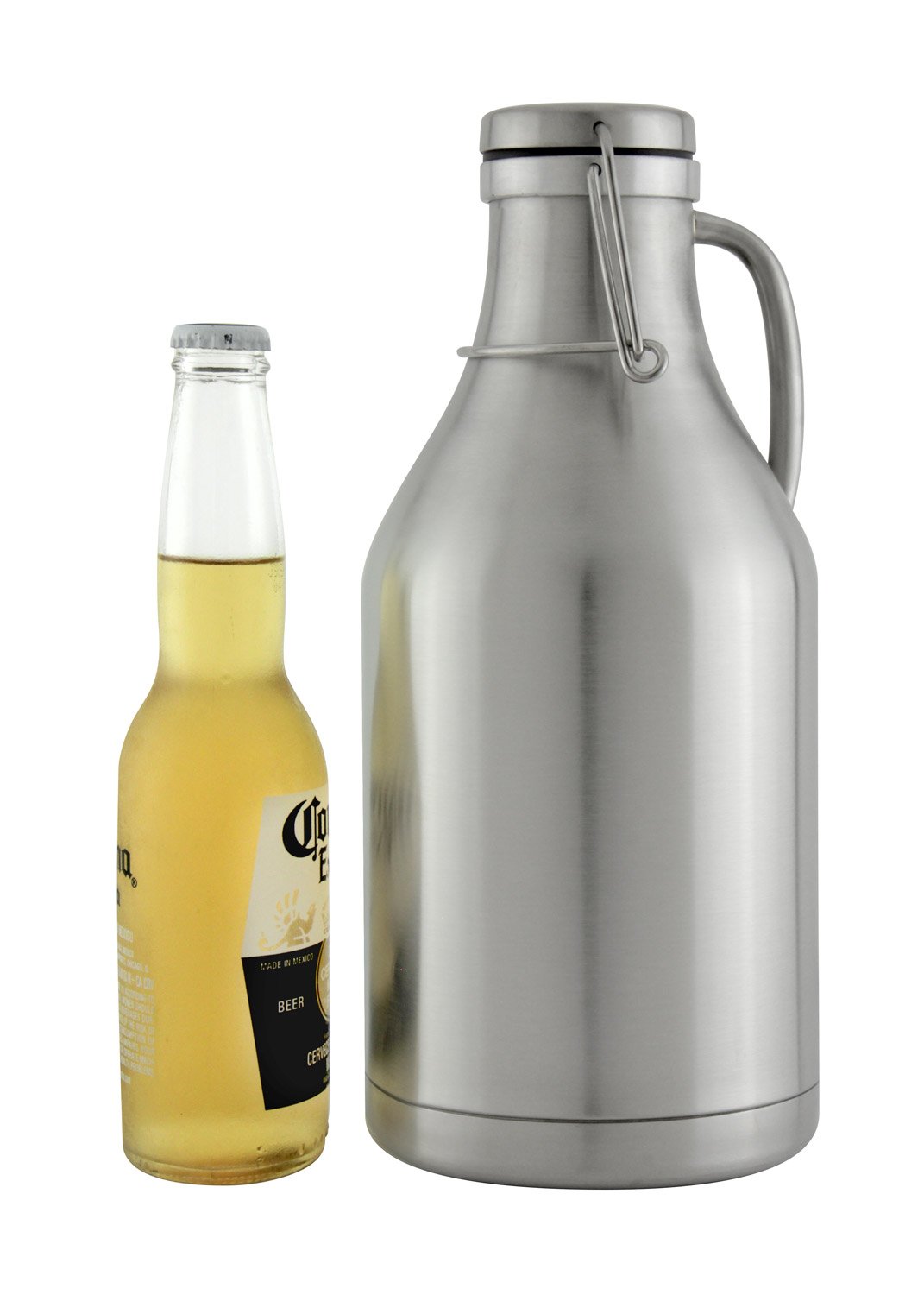 The Grizzly 64 oz Double Wall Stainless Steel Flip Top Beer Growler