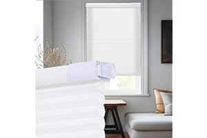 Tonature Upgrade No Drill No Tools Cellular Shades for Indoor Windows 38mm Honeycomb Blinds Cordless Free Stop Blinds for Windows White Light Filtering 22.5" WX64 H