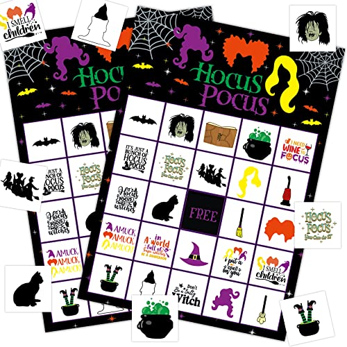 Joy Bang Hocus Pocus Bingo Game for Kids Adults 24 Players, Halloween