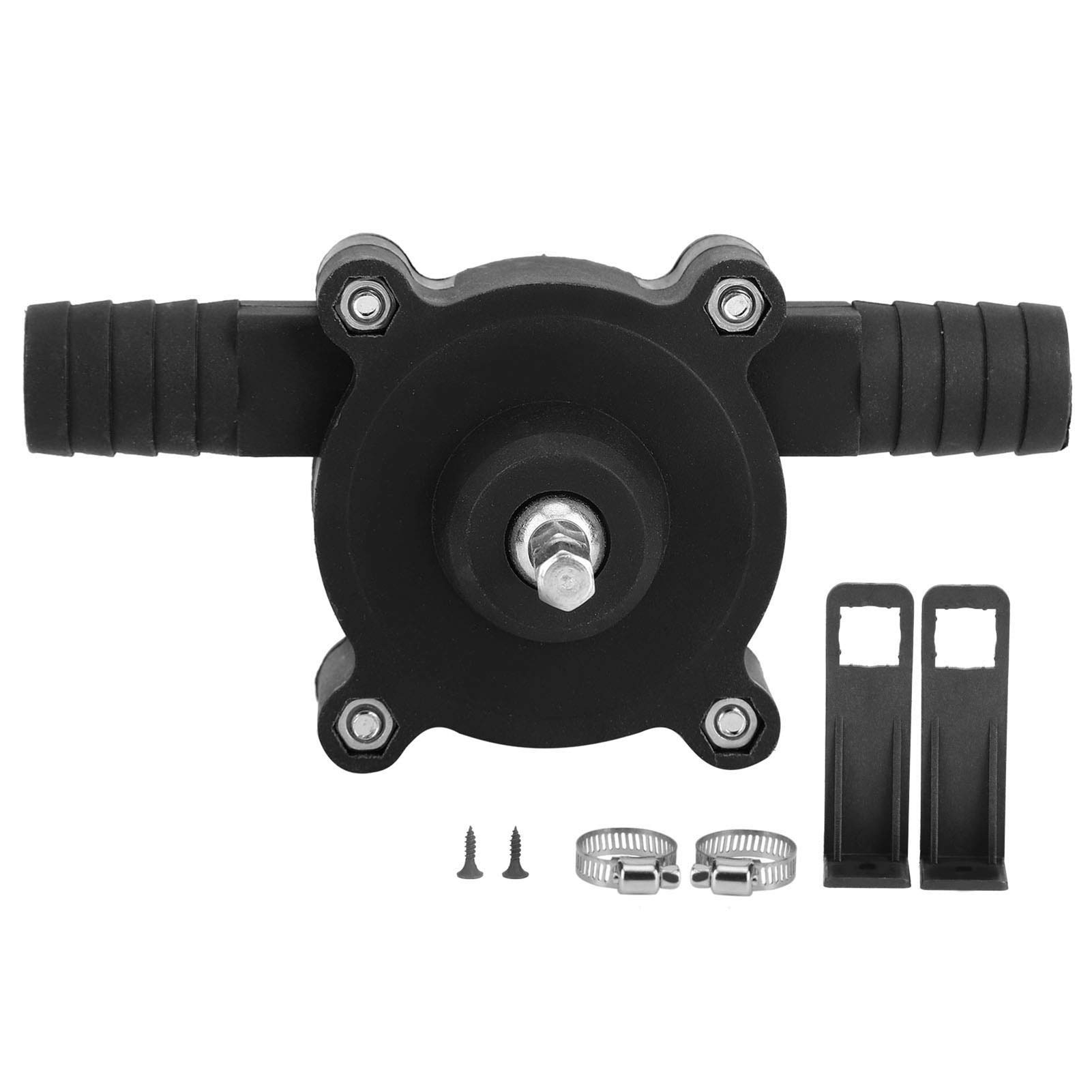 Zerodis Compact Modern Black Self-Priming Water Transfer Pump, Hand Crank Electric Drill Pumps with Metal Connectors for Aquariums Fish Tank Maker Pump, Pond 7.8oz