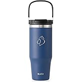 BUZIO 32 oz Tumbler with Handle, Insulated Tumbler with 2-in-1 Lid and Straw, Stainless Steel Vacuum Insulated Iced Coffee Tumbler Cup Water Bottle for Water, Iced Tea or Coffee, Smoothie
