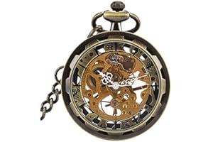 SIBOSUN Mechanical Pocket Watch for Men Antique Pocket Watch with Chain Steampunk Skeleton Mens Pocket Watches with Gift Box