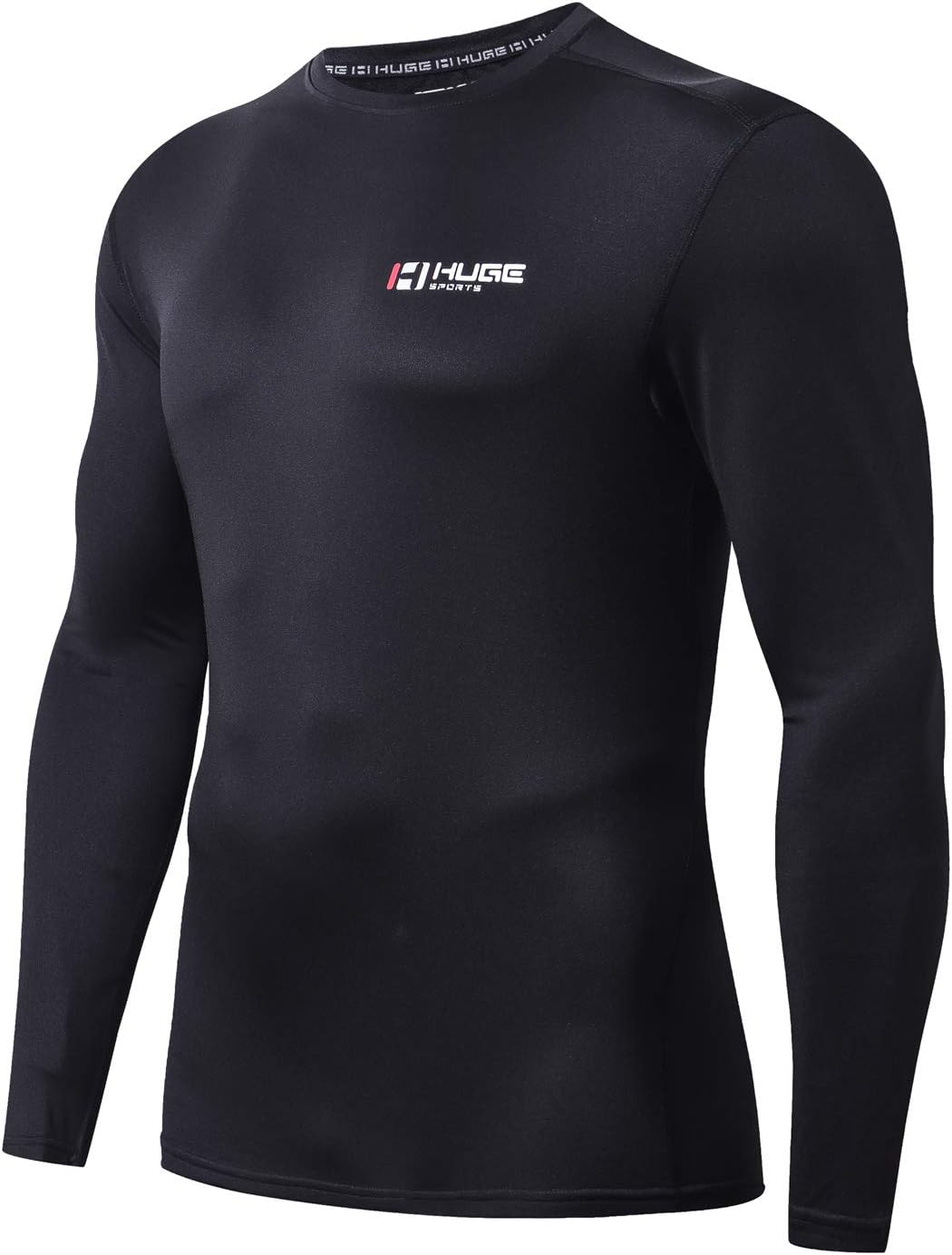 HUGE SPORTS Men's Fleece Coldgear Thermal Daily Wear Workout Fitted Shirt Long Sleeves