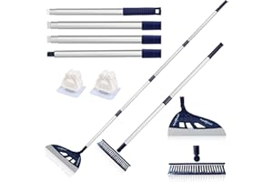 BURFERLY Magic Broom Sweeper, Multifunction Silicone Broom, Household Squeegee Broom for Floor Cleaning, Bathroom, pet Hair, Blue Dog Broom Brush Set (Blue)