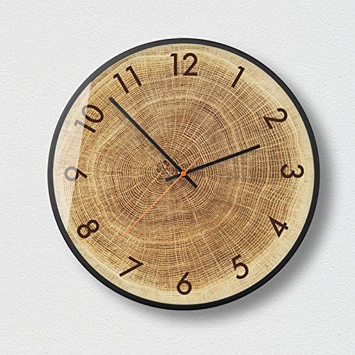 WuuLii Decor Wall Clock- Simple Non Ticking Quality Quartz Quartz Clock Wall Clock-Refreshing Wooden round Wall Clock Simple Non Ticking Quality Quartz Bedroom Wall Clock,14-inch-03