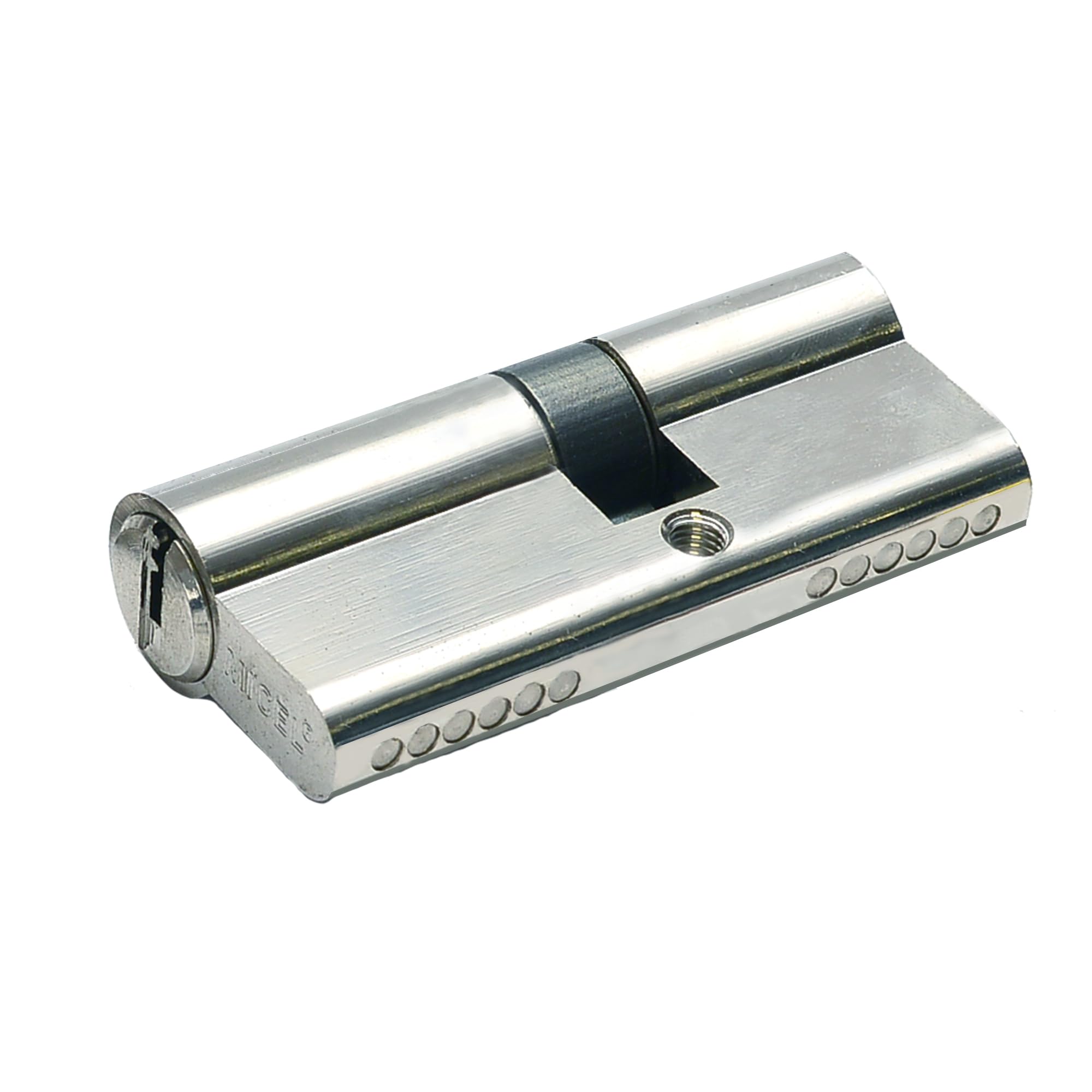 MICEL - 13102 - Safety Cylinder, European Profile, with Short cam, Offset 30 x 50, with Keys, Nickel Finish, Silver Colour, 80 x 17 x 33 mm