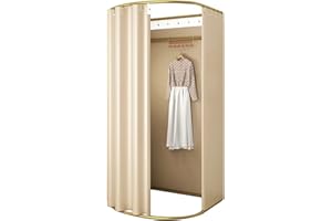 MADAMERA Clothing Store Fitting Room with Shading Curtain, Portable Temporary Mobile Privacy Protection Dressing Room, Foldable Mall Simple Changing Room and Temporary Mobile Room, 200x100x95cm (Beige)