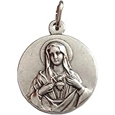 I G J THE SACRED HEART OF MARY (IMMACULATE HEART OF MARY) - THE PATRON SAINTS MEDALS - 100% MADE IN ITALY (ROUND SHAPE)