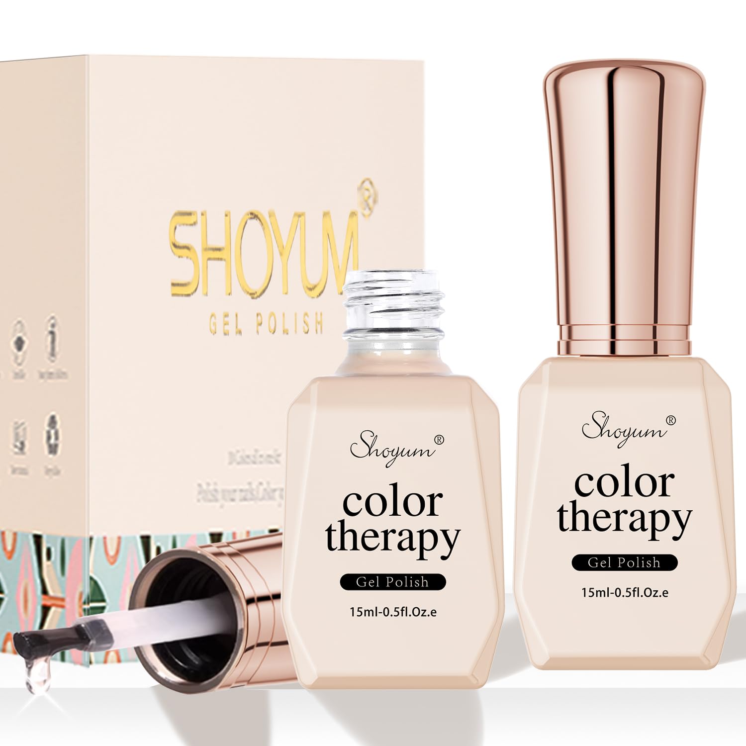 SHOYUM 2 Pcs 15ml No Wipe Gel Top Coat and Base