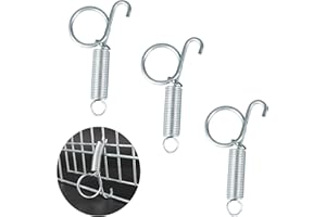 DONG HUANG 4pcs 75mm Metal Finger Spring Latch Hook, One-Handed Cage Door Spring Hooks, Large Cages Lock for Fixing Pet Cage Door,Bunnies, Rodents, Hamsters, Squirrels, Birds Cages Hook