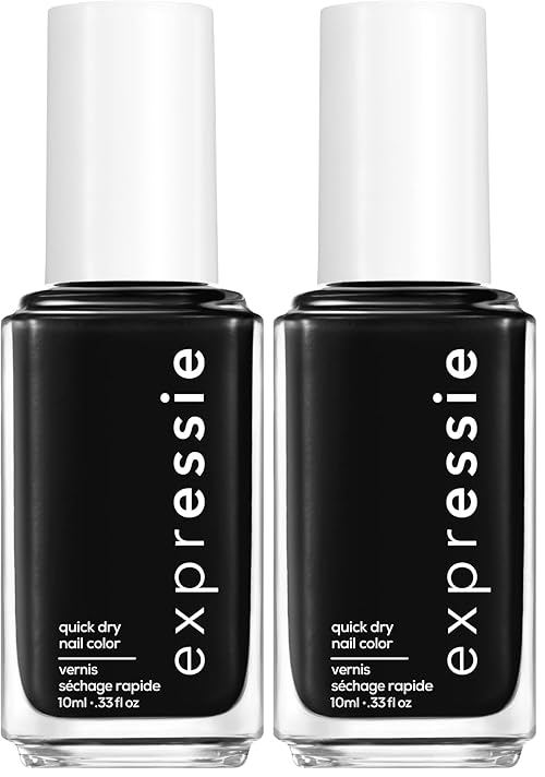 Essie expressie, Quick-Dry Nail Polish, 8-Free Vegan, True Black, Now Or Never, 0.33 fl oz (Pack of 2)