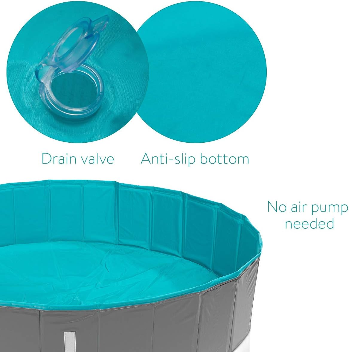 Navaris Dog Paddling Pool Extra Large Foldable Plastic Bath Tub for Dogs with Sturdy