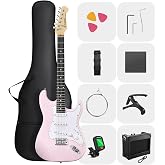 DONNER DST-80 Electric Guitar 39&rdquo; Beginner Electric Guitar Kit with Amp, Classic SSS Pickup Complete with Gig Bag, Tuner, Capo, Strap, Picks, and Free Online Lessons
