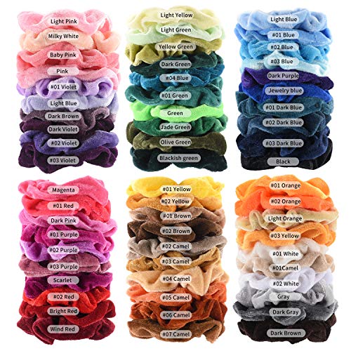 60 Pcs Premium Velvet Hair Scrunchies Hair Bands for Women or Girls Hair Accessories,Great Gift for halloween Thanksgiving day and Christmas - Thumbnail 3