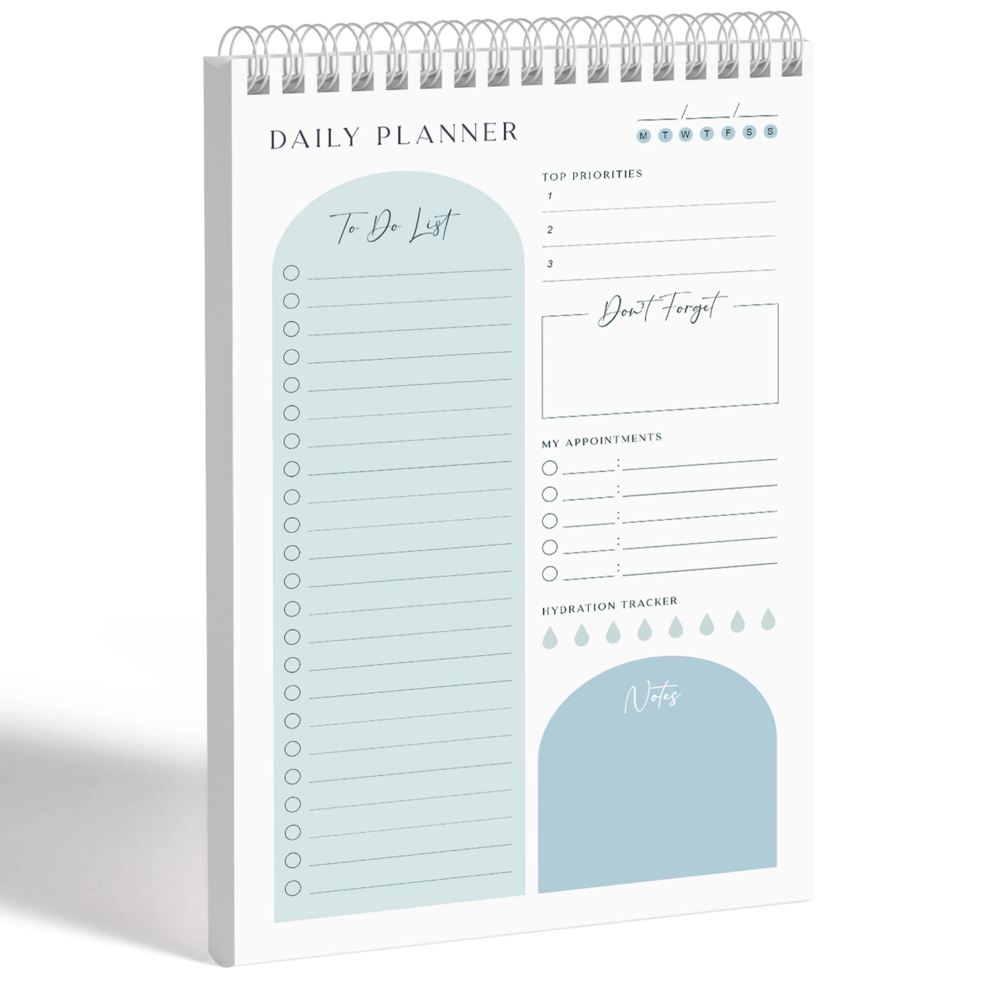 Daily Planner To Do List Notepad 60 Undated Pages,Pastel Blue,Twin-ring ...